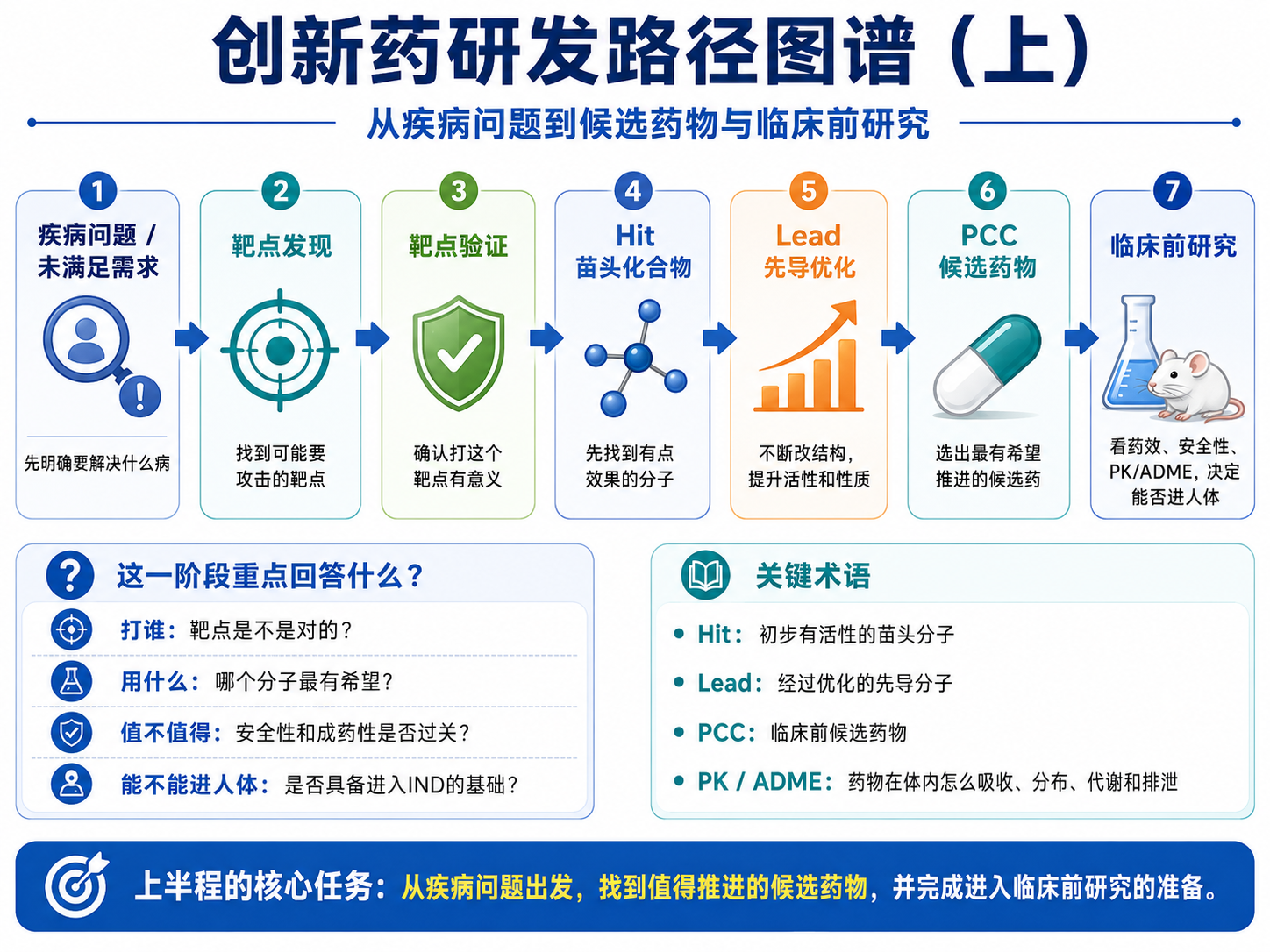 创新药研发路径图谱（上）：从疾病问题到候选药物与临床前研究